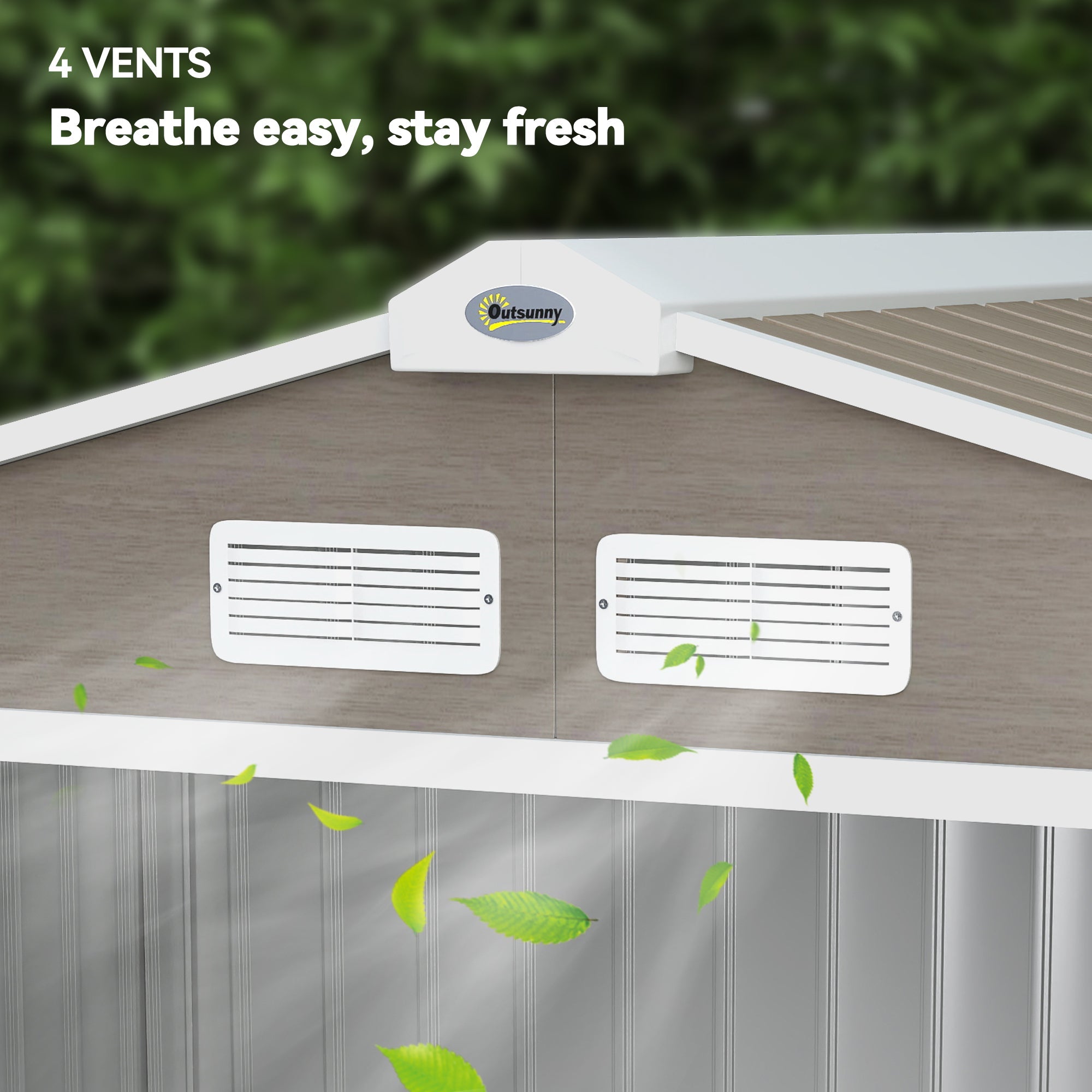 Outsunny 7 x 4ft Metal Garden Storage Shed with Vents, Floor Foundation Kit and Lockable Double Doors, Light Brown